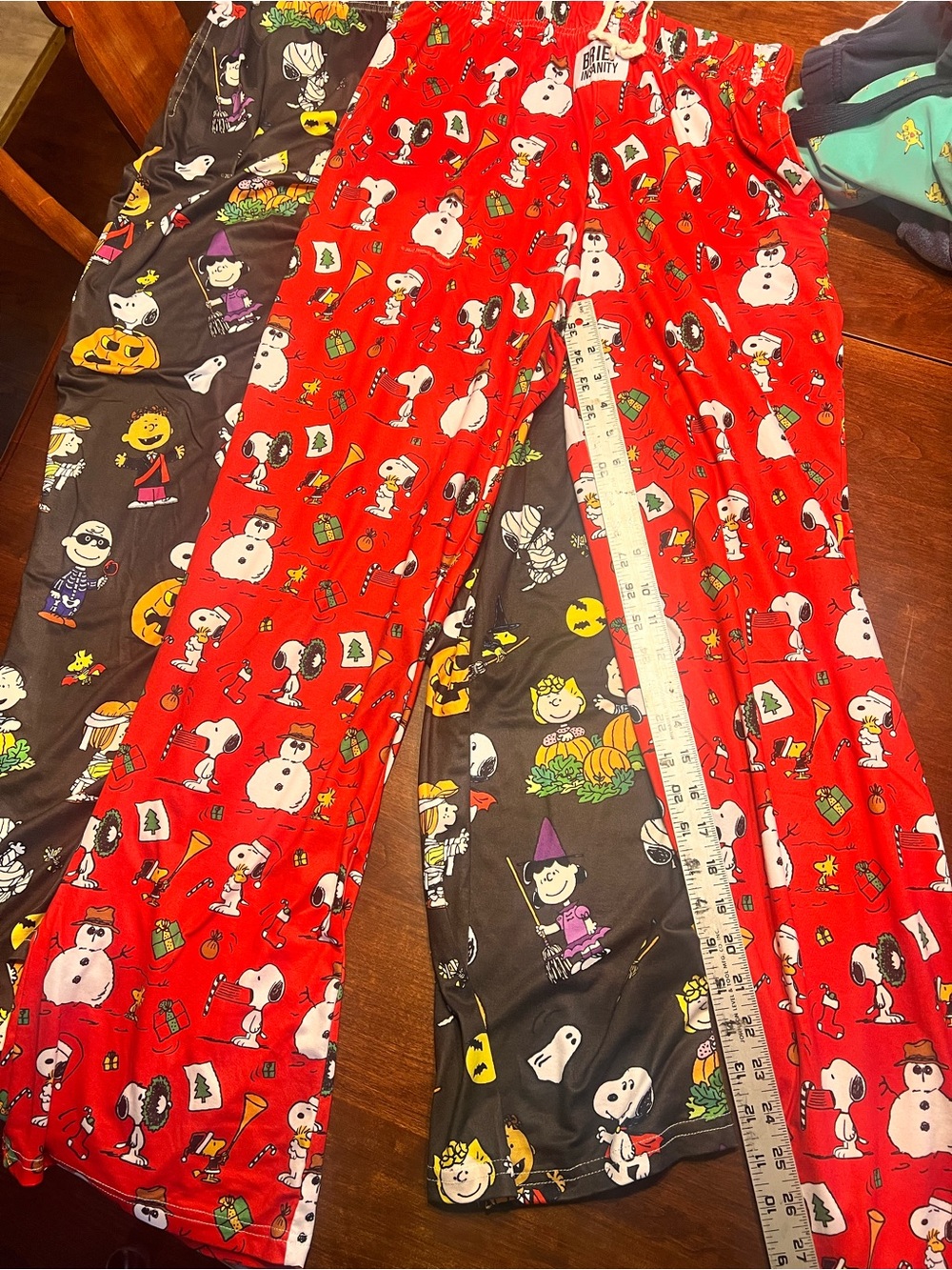Lot of 2 Brief Insanity Peanuts Snoopy Holiday Pajama Pants Size Large